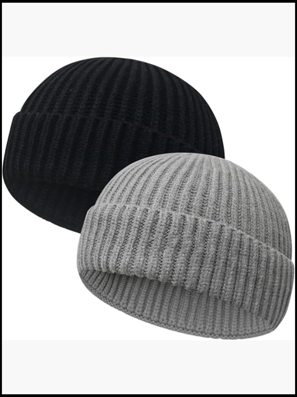 Wool Fisherman Beanie for Men Women Short Cuff Knit Winter Hat Trawler Watch Cap